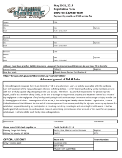 May 20-21, 2017 Registration Form Entry Fee: $200 per team