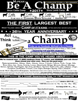 the first , largest, best - Be A Champ Show Cattle and Lamb Camp