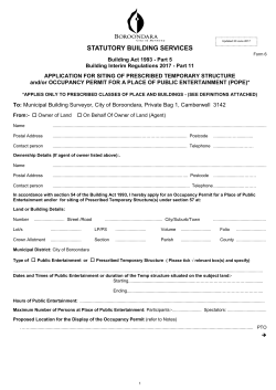 Application for Occupancy Permit - Place of