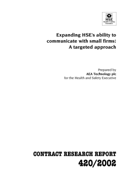 Expanding HSE`s ability to communicate with small firms: A targeted