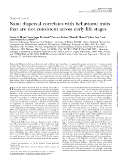 Natal dispersal correlates with behavioral traits that are not