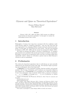 Glymour and Quine on Theoretical Equivalence