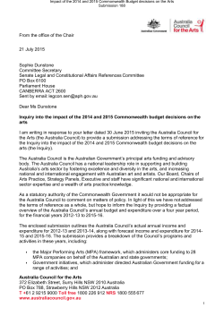 (the Australia Council) to provide a submission addressing the terms
