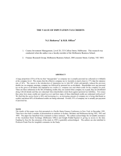 THE VALUE OF IMPUTATION TAX CREDITS NJ