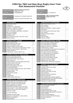 Rugby Union Trials - Christian Schools Sports Association