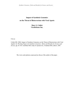 Collett MS. Impact of Synthetic Genomics on the Threat of
