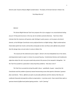 Detroit Looks Toward a Massive Blight Condemnation: The Optics of