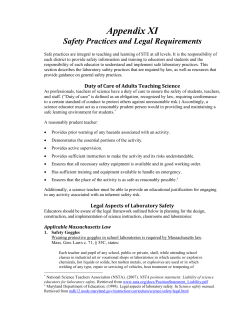 Appendix XI: Safety Practices and Legal Requirements