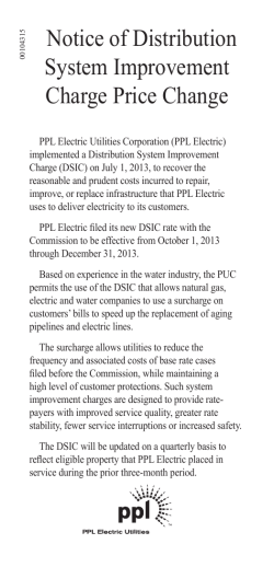 Notice of Distribution System Improvement Charge Price Change