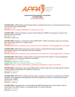 Professional Development Committee ACTION ITEMS (As of 03/19
