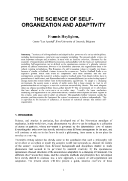 THE SCIENCE OF SELF- ORGANIZATION AND ADAPTIVITY