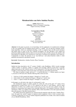 Metaheuristics can Solve Sudoku Puzzles.