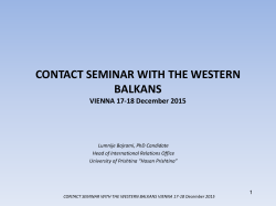 UNIVERSITETI I PRISHTINES - Contact Seminar with the Western