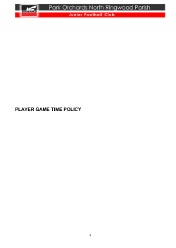 player game time policy - Sharks Junior Football Club