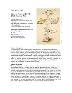 Games, Play, and 20th- /21st-Century Art