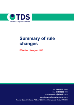 Summary of rule changes - Tenancy Deposit Scheme