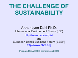 The Challenge of Sustainability - International Environment Forum