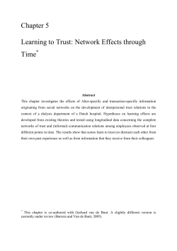Chapter 5 Learning to Trust: Network Effects through Time