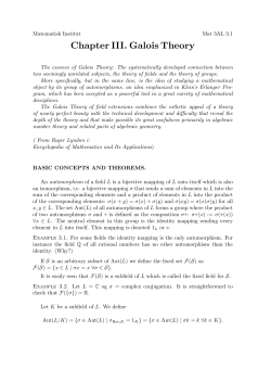 Chapter III. Galois Theory - Institut for Matematiske Fag