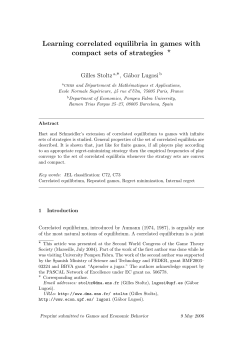 Learning correlated equilibria in games with compact sets of strategies