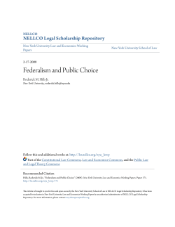 Federalism and Public Choice - NELLCO Legal Scholarship
