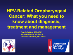 Oropharyngeal cancer: management