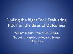 Finding the Right Tool: Evaluating POCT on the Basis of Outcomes