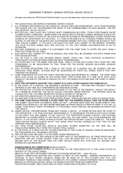 Rules - Swindon Tuesday Night Pool League