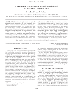 An economic comparison of several models fitted to nutritional