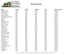 2017 Rate Sheet - Brown County Log Cabins