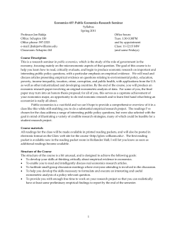 Economics 457: Public Economics Research Seminar Syllabus