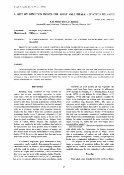 a note on condition indices for adult male impala, aepycero