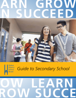Guide to Secondary School - Halton District School Board