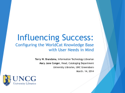 Influencing Success: Configuring the WorldCat Knowledge Base