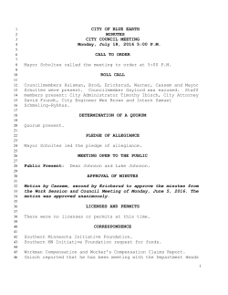 July 18, 2016 - City of Blue Earth