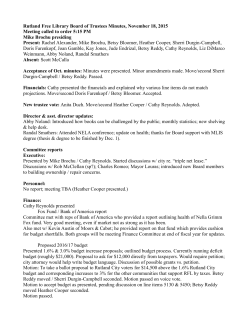 Rutland Free Library Board of Trustees Minutes, November 18, 2015