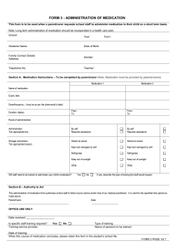 Form 3 - Administration of medication plan