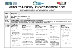 Melbourne Disability Research to Action Forum Wednesday 15
