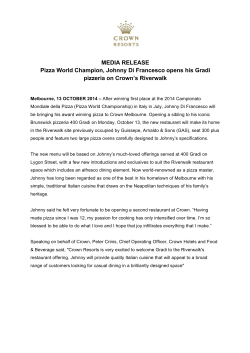 MEDIA RELEASE Pizza World Champion