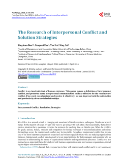 The Research of Interpersonal Conflict and Solution Strategies