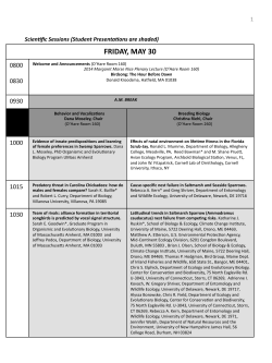 Scientific program  - Wilson Ornithological Society