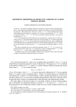 Arithmetic properties of projective varieties of almost minimal degree.