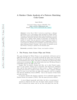 A Markov Chain Analysis of a Pattern Matching Coin Game