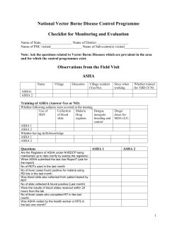 Checklist for monitoring and evaluation