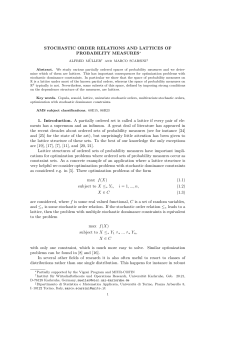 STOCHASTIC ORDER RELATIONS AND LATTICES OF