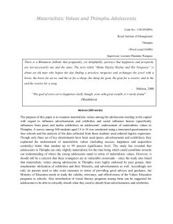 Materialistic Values and Thimphu Adolescents