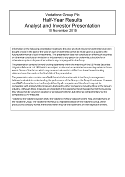 Half-Year Results Analyst and Investor Presentation