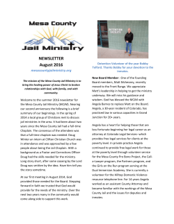 NEWSLETTER August 2016 - Mesa County Jail Ministry