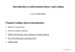 Introduction to information theory and coding Channel coding (data