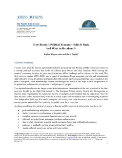 How Bosnia`s Political Economy Holds It Back And